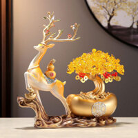 (Giá Hủy Diệt) Đồ trang trí may mắn, cây kim tiền, lắc tiền, hươu, nai tài lộc, tiền sảnh, phòng kh