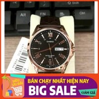 [GIÁ HỦY DIỆT] Đồng hồ nam chính hãng CASIO MTP 1384L-1AV dây da đen mặt đen viền goldrose 41mm giá rẻ