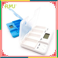 (Giá Hủy Diệt) Hộp đựng thuốc 4 ngăn điện tử xách tay thông thái đồng hồ đeo tay báo thức bằng tiếng nói hẹn (hàng chuẩn