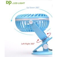 [Giá Hủy Diệt] Quạt sạc tích điện DP DP-7608 đế kẹp hoặc để bàn (Xanh Nhạt) loại lớn - Bảo Trân HCM
