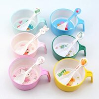 (Giá Hủy Diệt)Bát có tay cầm cho trẻ em bộ đồ ăn cho bé năm và chống rơi chống bỏng hộ gia đình bộ bát thìa hoạt hình bữ