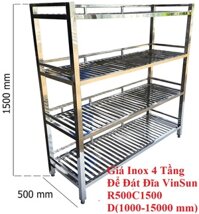 Giá Inox 4 Tầng Để Bát Đĩa 1M5 VinSun