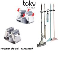 Giá Inox Treo Chổi Và Cây Lau Nhà Gắn Tường, Gọn Gàng - Ngăn Nắp, Gắn Keo Siêu Chắc Không Khoan Đục -TakyHome 4031