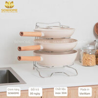 Giá kệ để nồi chảo nắp vung đa năng, kệ úp nồi xoong chảo, chất liệu inox 304 Senhome SH-GN31
