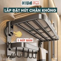 Giá kệ để, treo khăn nhà tắm KIVA, lắp đặt hút chân không, chất liệu nhôm hàng không