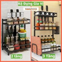 Giá Kệ Đựng Gia Vị Nhà Bếp Inox Sơn Tĩnh Điện Cao Cấp Thông Minh 2 Tầng 3 Tầng đựng gia vị dao thớt tủ bếp