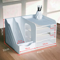 Giá kệ đựng tài liệu nhiều ngăn, đồ dùng văn phòng, đặt bàn làm vie chất liệu gỗ nhựa cao cấp chịu lực tốt, chống ẩm mốc