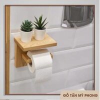 Gia kệ gỗ tự nhiên để giấy vệ sinh, toilet decor, trang trí treo trường trong nhà tắm, nhà vệ sinh - Sơn màu sáng