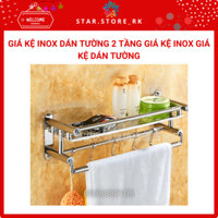 Giá kệ inox dán tường 2 tầng giá kệ inox giá kệ dán tường