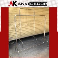 Giá kệ inox treo quần áo, khung sào treo quần áo inox decor trang trí shop có bánh xe bền đẹp sang trọng Anki Decor