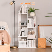 Giá kệ sách đứng hình cây xương rồng 3 4 tầng để đồ thương hiệu DECOMAN, sách vở bằng gỗ MDF cao cấp phủ melamin - D34