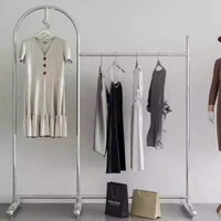 Giá kệ, sào treo quần áo inox 304 chân to 2 khoang treo cao 1m8 dài 1m5 chắc chắn, hiện đại.