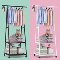 Giá kệ treo quần áo có bánh xe di chuyển tiện lợi chữ A 2 tầng