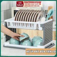 Giá Kệ Úp Bát Đĩa 2 Tầng, Kệ Úp Chén Có Ống Đũa Đa Năng Kèm Khay Hứng Nước Tiện Lợi