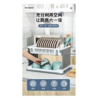 Giá Kệ Úp Bát Đĩa 2 Tầng, Kệ Úp Chén Có Ống Đũa Đa Năng Kèm Khay Hứng Nước Tiện Lợi