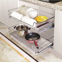 Giá (Kệ) xoong nồi inox bóng cao cấp HUGE nan tròn (H-XN11G7) chịu lực 30kg  [Sản phẩm chính hãng bảo hành 3 Năm]