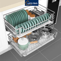 Giá Kéo Xoong Nồi Bát Đĩa LATO Inox SUS 304 Chống Han Rỉ Có Ray Giảm Chấn Có Khay Hứng Nước Bảo Hành 5 Năm