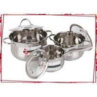 (Giá Không Tưởng) Bộ nồi và quánh inox 304 nhiều kích cỡ đáy từ size 16 - 20 - 24cm hiệu Elmich Ibiza-2350124