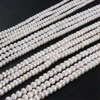 Giá Khuyến Mãi 7-12mm Nút Trắng Tự Nhiên Ngọc Trai Nước Ngọt Thật Ngọc Trai Dây Giữa Lỗ Để Làm Đồ Trang Sức