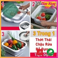 🔥Giá lẻ như giá sỉ🔥 Thớt nhựa kiêm chậu gấp gọn đa năng - Thau kiêm thớt xếp gọn - Thớt nhựa 3in1 rổ đựng