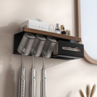 Giá lưu trữ sang trọng nhẹ nhàng, giá đỡ kem đánh răng bằng gỗ óc chó đen, giá lưu trữ cốc vệ sinh