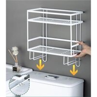 Giá lưu trữ trên bồn cầu, giá tổ chức hai tầng cho bồn cầu, giá lưu trữ đa chức năng không cần khoan, giá góc không cần khoan