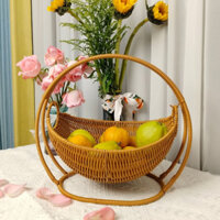 Giả Mây Giỏ Trái Cây Sáng Tạo Xoay Phòng Khách Đồ Ăn Nhẹ Kẹo Dệt Tay Giỏ Bảo Quản Đĩa Trái Cây Rau Quả