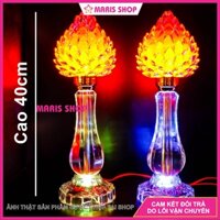 [Giá một cặp] Bộ 2 Đèn Pha Lê Hình Trái Đào Tiên Để bàn Thờ Đèn Thờ Cúng Cao 40cm [MRHT71]