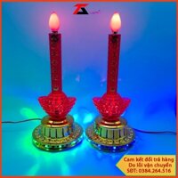 [giá một cặp] Tặng kèm 1 cặp bóng đèn trái ớt - Đèn thờ nến thờ thỏi vàng sáng 7 màu , Trưng bàn thờ gia tiên, thờ phật