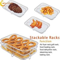 Giá nồi chiên không khí RADIANTFLASH, Giá khử nước thịt nướng 3 lớp chống rỉ sét, Khay đựng nồi chiên không khí chịu nhiệt đa chức năng tại nhà