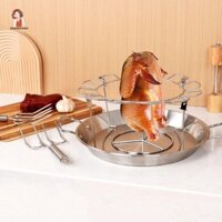 Giá nướng chân gà BEAUTYHAVEN, Giá đỡ trống gà đa năng có thể gập lại, Phụ kiện nướng có khay nhỏ giọt Giá đỡ cánh gà bằng thép không gỉ chịu nhiệt ngoài trời