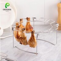 Giá nướng chân gà ORNOOU, có khay nhỏ giọt Giá đỡ trống gà bằng thép không gỉ, Đồ dùng thịt nướng Giá đỡ cánh gà chịu nhiệt đa năng Lò nướng nhà bếp