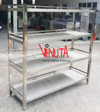 Giá phẳng inox 4 tầng nhà hàng, quán ăn, khách sạn, khu công nghiệp