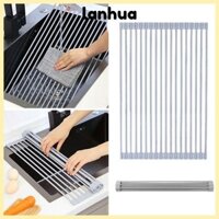 Giá phơi bát đĩa LANHUA, Giá đỡ bát silicon cuộn lên, Tấm chậu rửa chịu nhiệt có thể gập lại Phụ kiện nhà bếp
