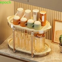 Giá phơi cốc EPOCH, Giá đựng cốc hai lớp bằng nhựa, Dung tích lớn đa chức năng có khay thoát nước Bộ đồ ăn chống trượt Giá đựng trái cây Văn phòng