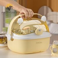 Giá phơi đồ ăn FASHYUNER, Hộp đựng bình sữa bằng nhựa dung tích lớn, Hộp đựng đồ chống bụi có nắp Khay thoát nước Bộ đồ ăn Tủ đựng đồ ăn Bộ đồ ăn cho bé