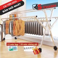 Giá Phơi Quần Áo Gấp gọn Thông Minh 5 thanh, giàn phơi inox kiểu dáng sào phơi đồ