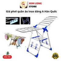 Giá phơi quần áo inox dáng A Hàn Quốc kèm thanh phơi chăn - Giàn Phơi gấp gọn thông minh INOX không gỉ có giá phơi giày