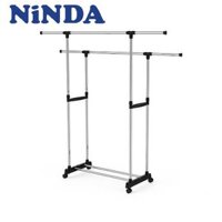 Giá phơi quần áo Inox NiNDA R217 2 tầng có bánh xe