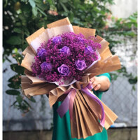 [GIÁ RẺ] Bó hoa Baby khô tím 45cm Giấy Kraft Sang Đẹp