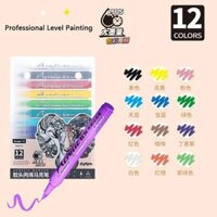 [GIÁ RẺ] Bút màu Acrylic Marker 12 màu Guangbo H02275 - Vẽ được trên nhiều chất liệu: thủy tinh, nhựa, cây cối ...