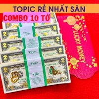 [GIÁ RẺ] COMBO 10 Tờ Tiền 2 Đô Con Rắn Mạ Vàng 3D Kèm Bao Lì Xì, 2 Usd Sưu Tầm Lưu Niệm, Lì Xì Tết