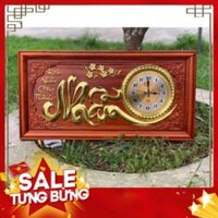 [GIA RE] Đồng hồ treo tường chữ nhẫn gỗ hương đỏ rát vàng giá rẻ 81x41