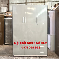 [GIÁ RẺ HCM] Tủ nhựa Đài Loan Màu Xám bóng 3 cánh 1 ngăn kéo kt 125*180*47