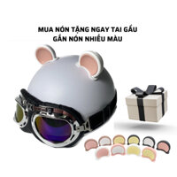 [Giá rẻ] Mũ Bảo Hiểm Nửa Đầu Gắn Tai Chuột Mickey Kèm Kính Phikong Siêu Xinh Nhiều Màu Độc Lạ