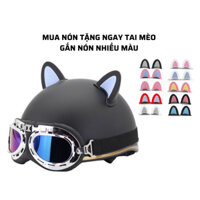 [Giá rẻ] Mũ Bảo Hiểm Nửa Đầu Gắn Tai Mèo Kèm Kính Phikong Siêu Xinh Nhiều Màu Độc Lạ, Thời Trang