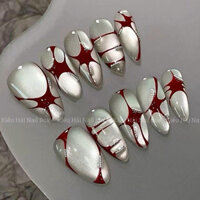 (GIÁ RẺ) NAIL BOX THIẾT KẾ MẮT MÈO Y2K ĐỎ DỄ DÙNG