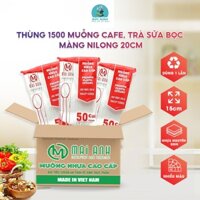 [Giá rẻ nhất] Thùng 1500 muỗng cafe, trà sữa bọc màng nilong 20cm loại tốt dùng 1 lần - muỗng nhựa nhiều màu
