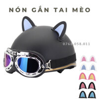 [Giá rẻ sập sàn] Mũ Bảo Hiểm Nửa Đầu Gắn Tai Mèo Kèm Kính Phi Công Siêu Xinh Nhiều Màu Độc Lạ