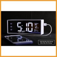 Giá rẻ số 1 - Đồng hồ để bàn LED 3D màn hình gương cong TN229 (Trắng/Đen) - Có Video Smart Clock